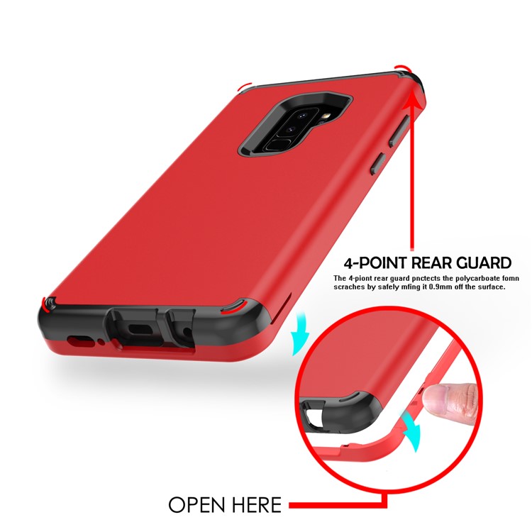for Samsung Galaxy S9 Plus SM-G965 2-in-1 Heavy Duty PC + Silicone Drop-proof Mobile Case - Red-5