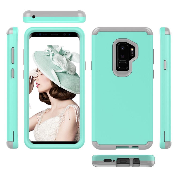 2-in-1 Heavy Duty PC + Silicone Hybrid Shockproof Case for Samsung Galaxy S9+ SM-G965 - Cyan-2