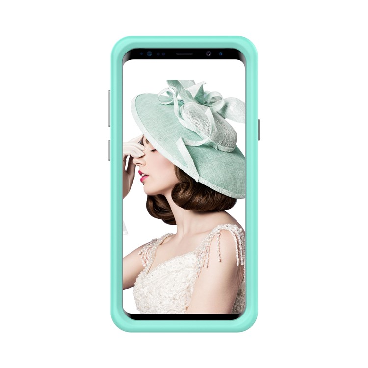 2-in-1 Heavy Duty PC + Silicone Hybrid Shockproof Case for Samsung Galaxy S9+ SM-G965 - Cyan-4