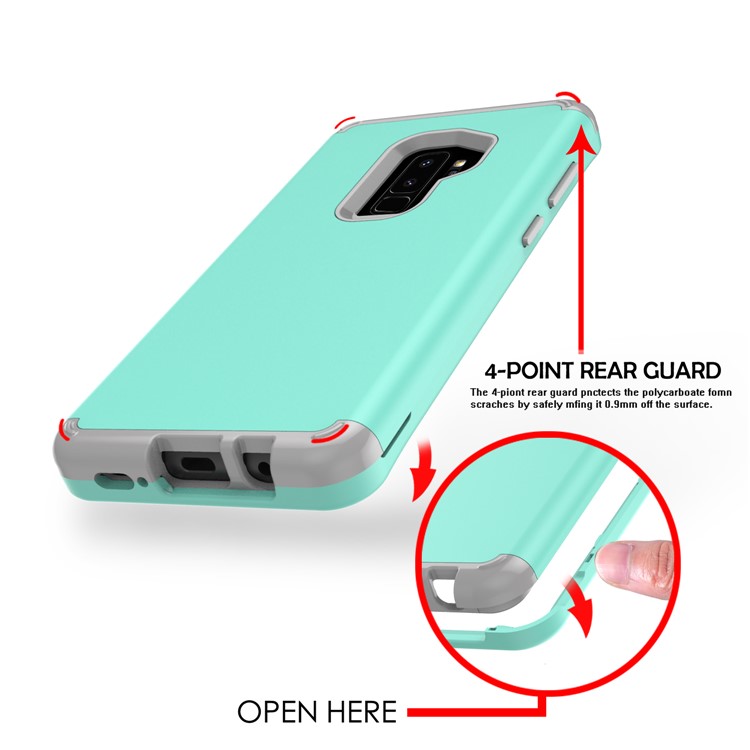2-in-1 Heavy Duty PC + Silicone Hybrid Shockproof Case for Samsung Galaxy S9+ SM-G965 - Cyan-5