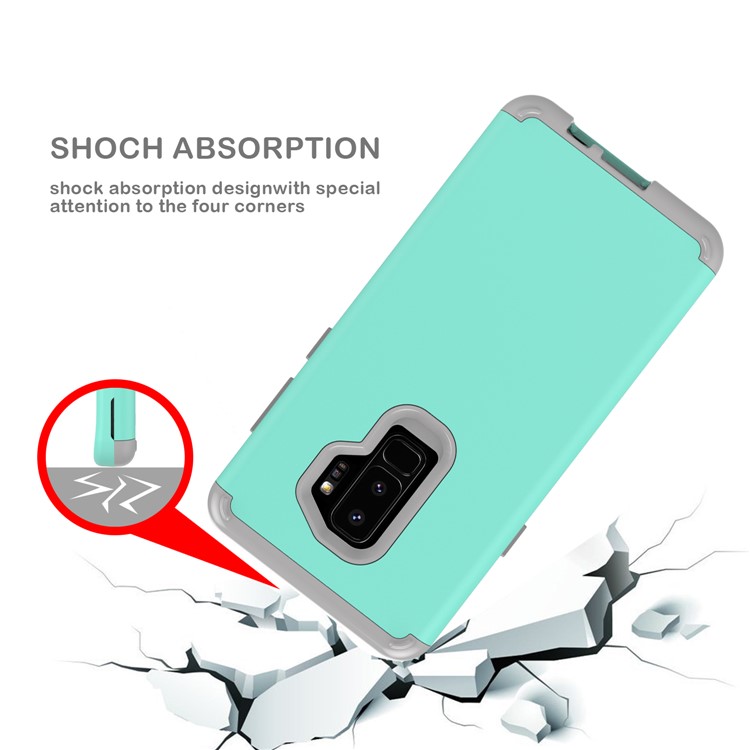 2-in-1 Heavy Duty PC + Silicone Hybrid Shockproof Case for Samsung Galaxy S9+ SM-G965 - Cyan-6