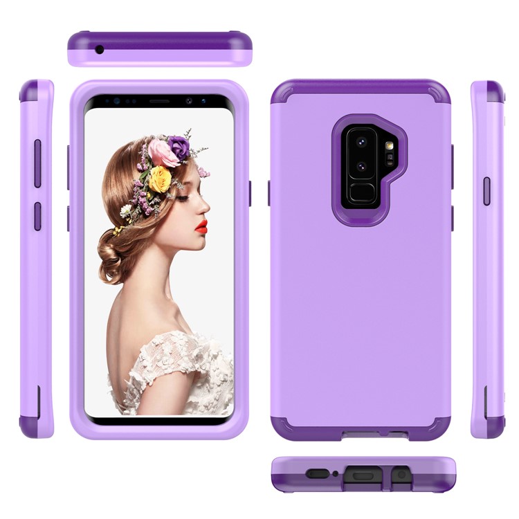 2-in-1 Heavy Duty PC + Silicone Hybrid Shockproof Back Cover for Samsung Galaxy S9+ SM-G965 - Light Purple-2