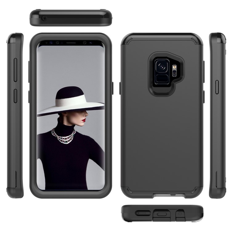 For Samsung Galaxy S9 G960 Heavy Duty 3-piece PC + Silicone Hybrid Case - Black-1