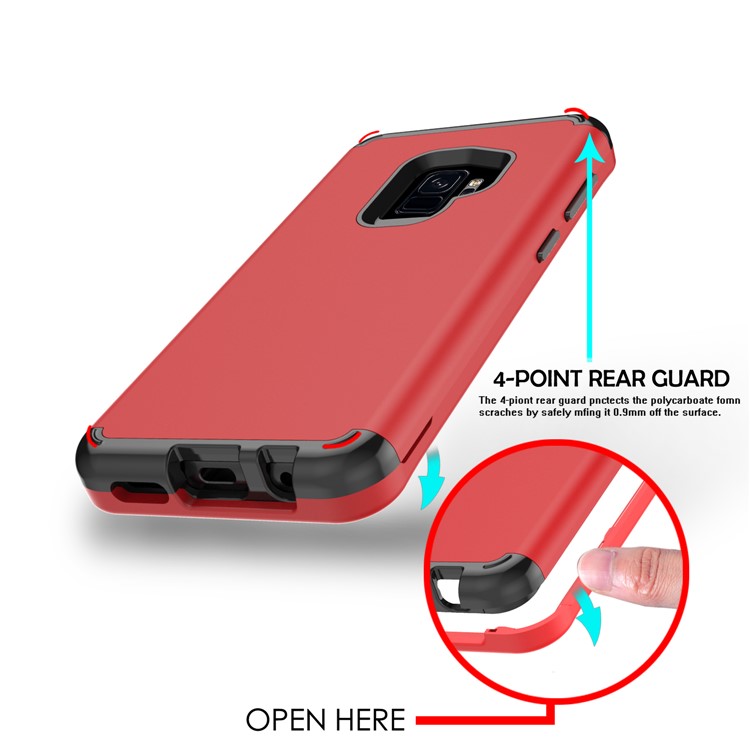 For Samsung Galaxy S9 G960 Heavy Duty 3-piece PC + Silicone Combo Cover - Red-5