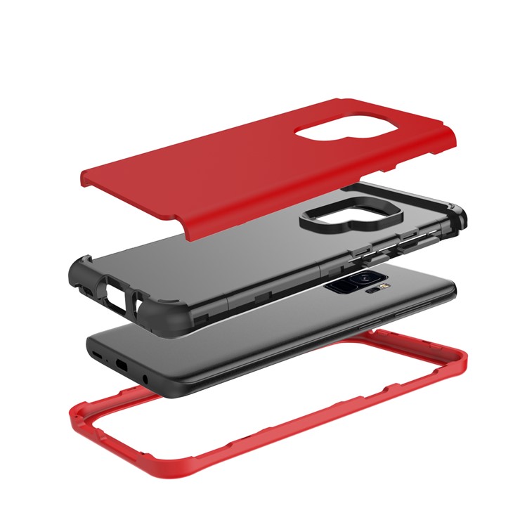 For Samsung Galaxy S9 G960 Heavy Duty 3-piece PC + Silicone Combo Cover - Red-7