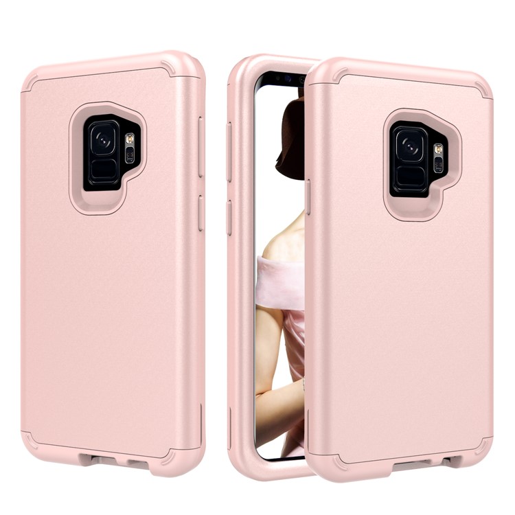 For Samsung Galaxy S9 G960 Heavy Duty 3-piece PC + Silicone Hybrid Back Case - Rose Gold-1