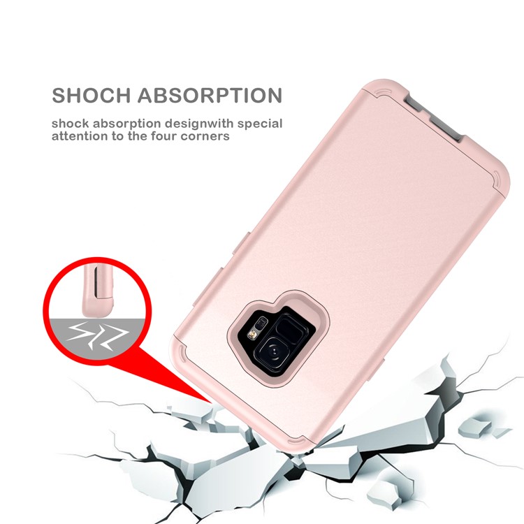 For Samsung Galaxy S9 G960 Heavy Duty 3-piece PC + Silicone Hybrid Back Case - Rose Gold-6