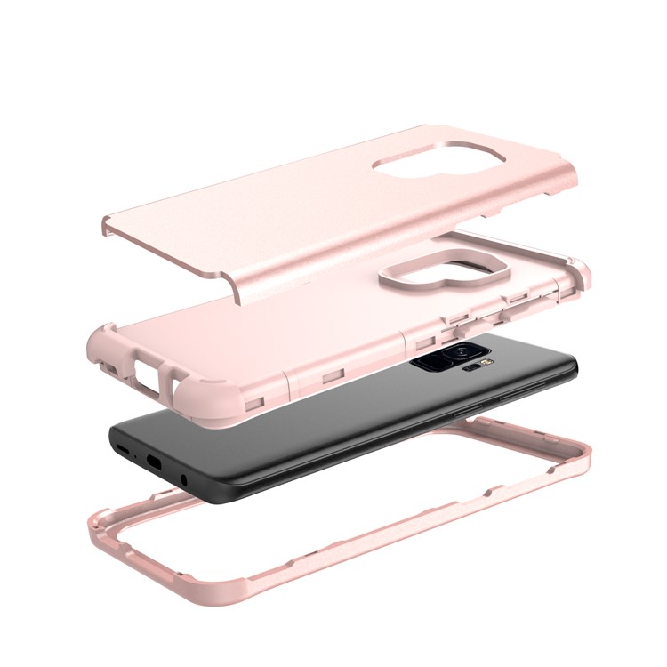 For Samsung Galaxy S9 G960 Heavy Duty 3-piece PC + Silicone Hybrid Back Case - Rose Gold-7