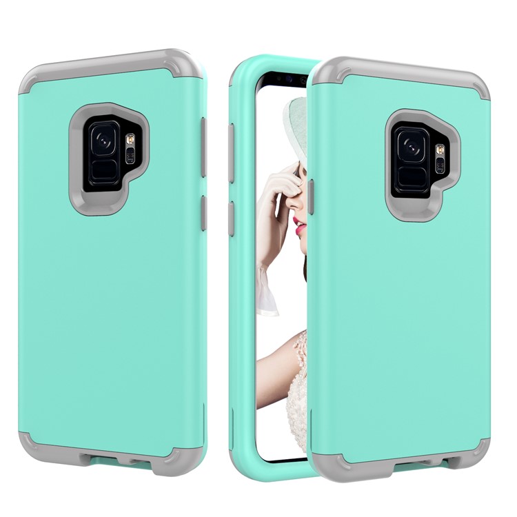 For Samsung Galaxy S9 G960 Heavy Duty 3-piece PC + Silicone Combo Phone Casing - Cyan-1