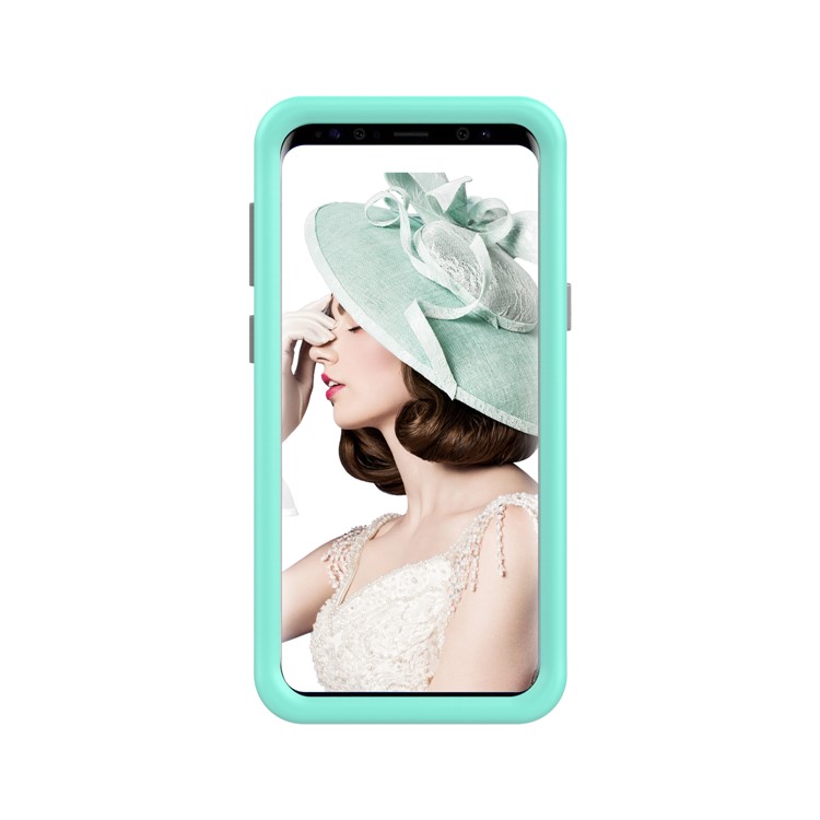 For Samsung Galaxy S9 G960 Heavy Duty 3-piece PC + Silicone Combo Phone Casing - Cyan-4