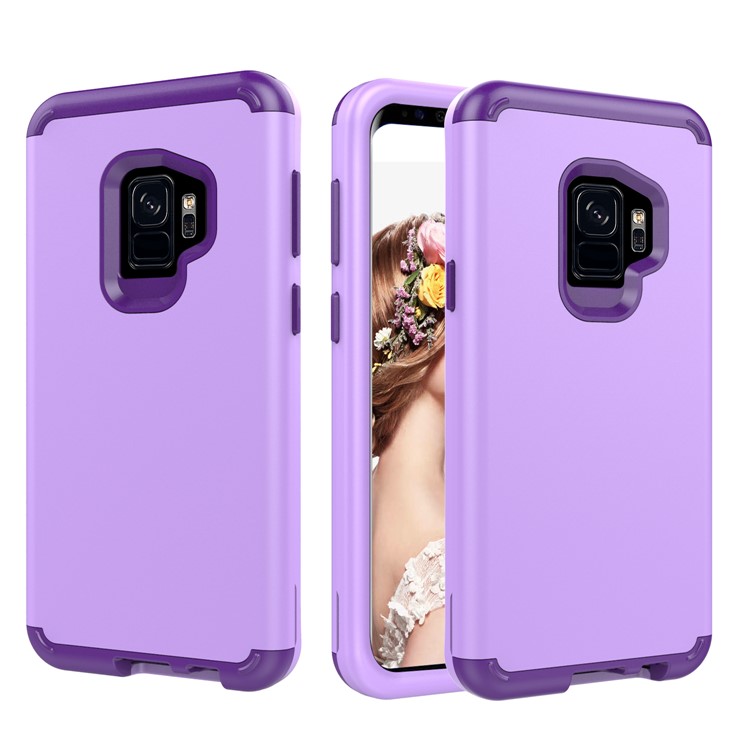 For Samsung Galaxy S9 G960 Heavy Duty 3-piece PC + Silicone Hybrid Mobile Shell - Light Purple-1