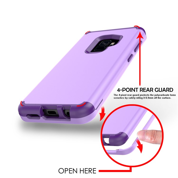 For Samsung Galaxy S9 G960 Heavy Duty 3-piece PC + Silicone Hybrid Mobile Shell - Light Purple-5