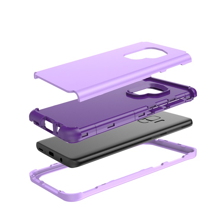 For Samsung Galaxy S9 G960 Heavy Duty 3-piece PC + Silicone Hybrid Mobile Shell - Light Purple-7