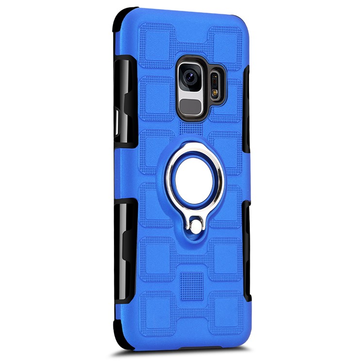 Geometric Pattern Magnetic Car Mount Ring Holder TPU PC Mobile Case for Samsung Galaxy S9 G960 - Baby Blue-2