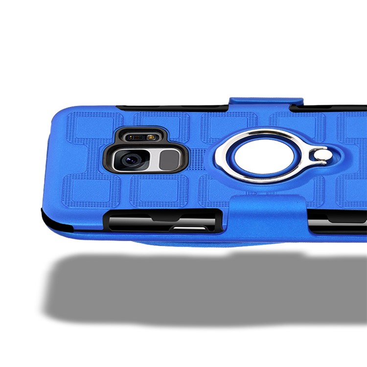 Geometric Pattern Magnetic Car Mount Ring Holder TPU PC Mobile Case for Samsung Galaxy S9 G960 - Baby Blue-6
