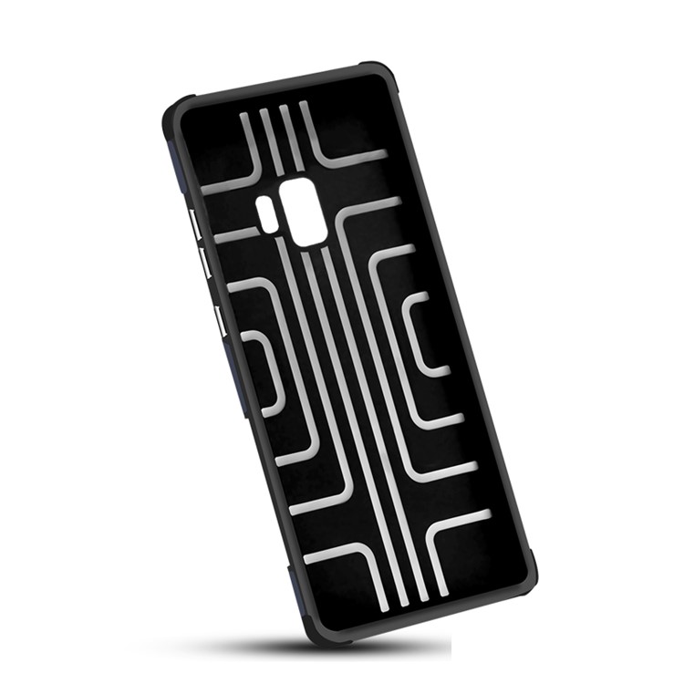 Geometric Pattern Magnetic Car Mount Ring Holder TPU PC Cell Phone Cover for Samsung Galaxy S9 G960 - Dark Blue-6