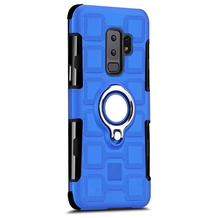 For Samsung Galaxy S9+ SM-G965 Geometric Pattern TPU PC Combo Casing with Magnetic Car Mount Ring Holder - Baby Blue-2