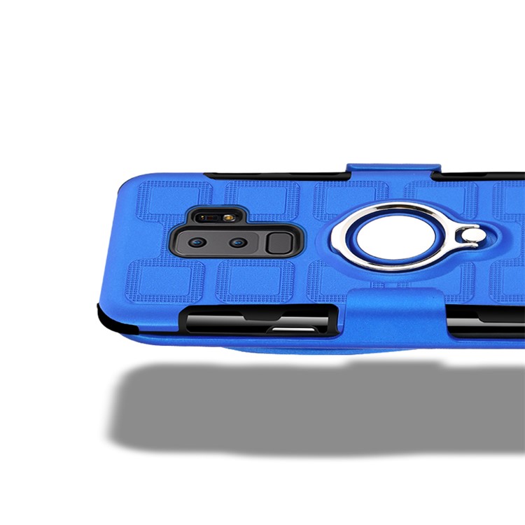 For Samsung Galaxy S9+ SM-G965 Geometric Pattern TPU PC Combo Casing with Magnetic Car Mount Ring Holder - Baby Blue-7