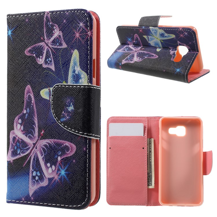 Wallet Leather Shell Case for Samsung Galaxy A3 SM-A310F (2016) - Vivid Butterflies-1
