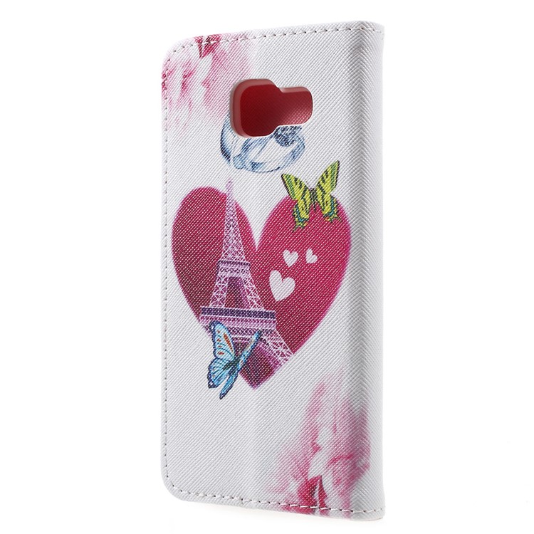 Stand Leather Shell for Samsung Galaxy A3 SM-A310F (2016) - Heart & Eiffel Tower-2