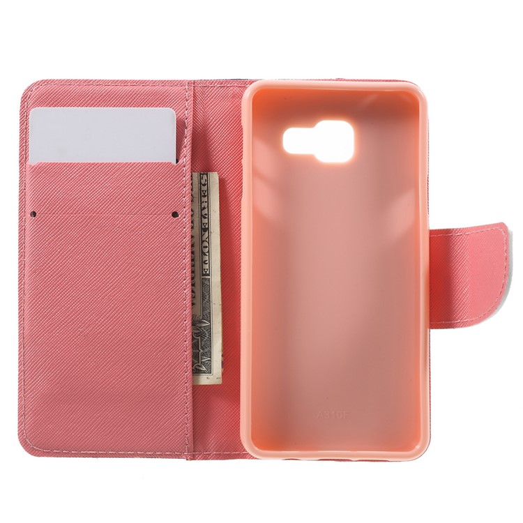 Stand Leather Shell for Samsung Galaxy A3 SM-A310F (2016) - Heart & Eiffel Tower-5