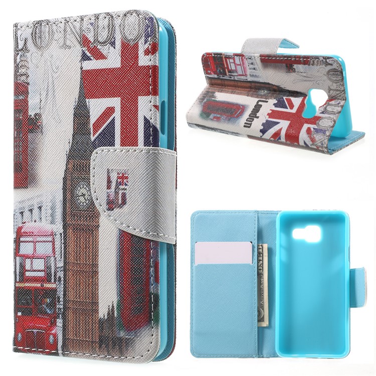Wallet Leather Cover for Samsung Galaxy A3 SM-A310F (2016) - Big Ben & Double-decker Bus-1