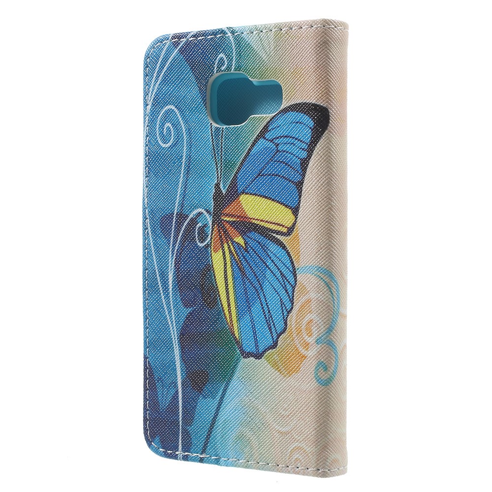 Stand Leather Phone Case for Samsung Galaxy A3 SM-A310F (2016) - Blue Butterfly-2