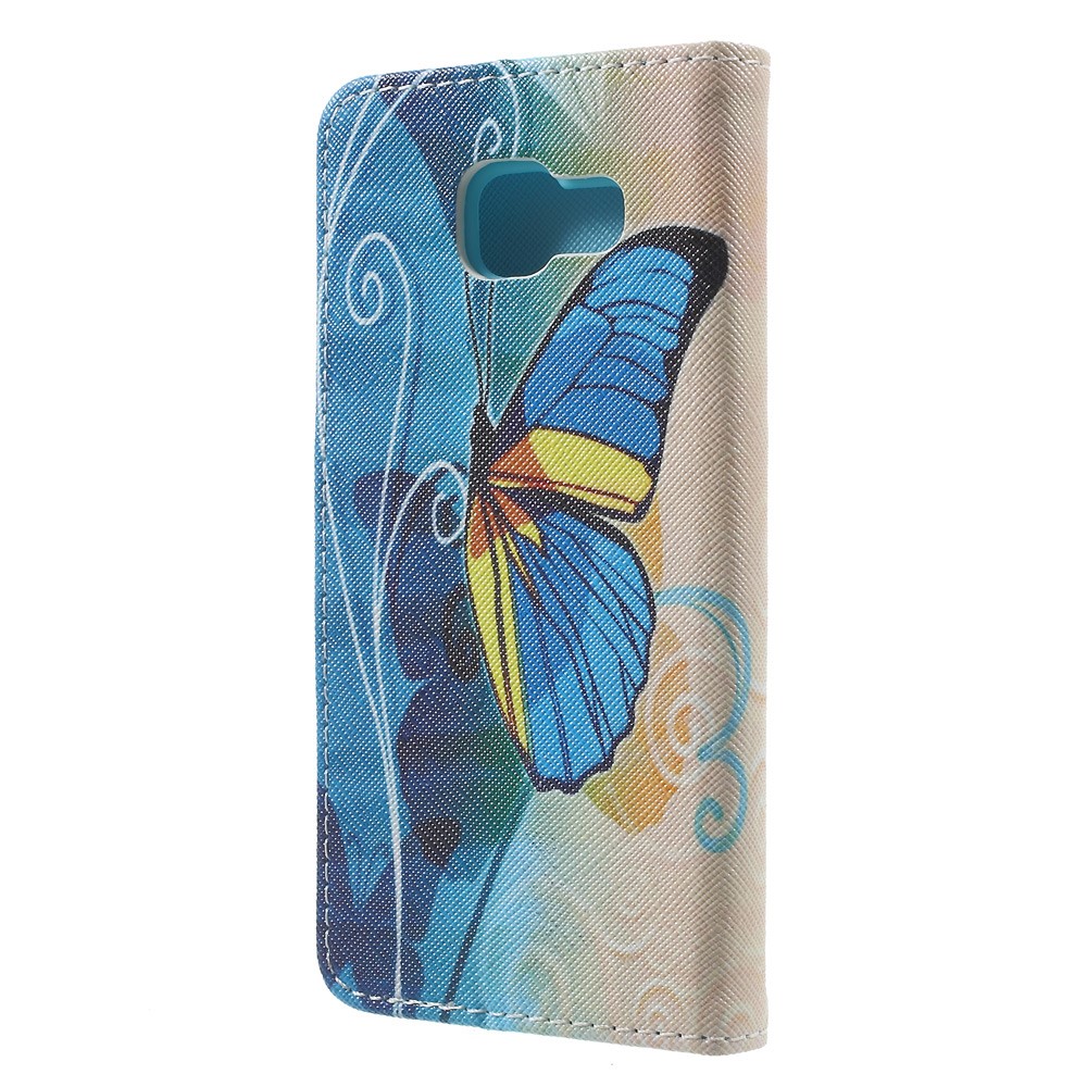 Coque De Téléphone En Cuir De Stand Pour Samsung Galaxy A3 SM-A310F (2016) - Papillon Bleu