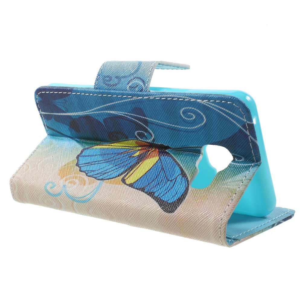 Stand Leather Phone Case for Samsung Galaxy A3 SM-A310F (2016) - Blue Butterfly-3