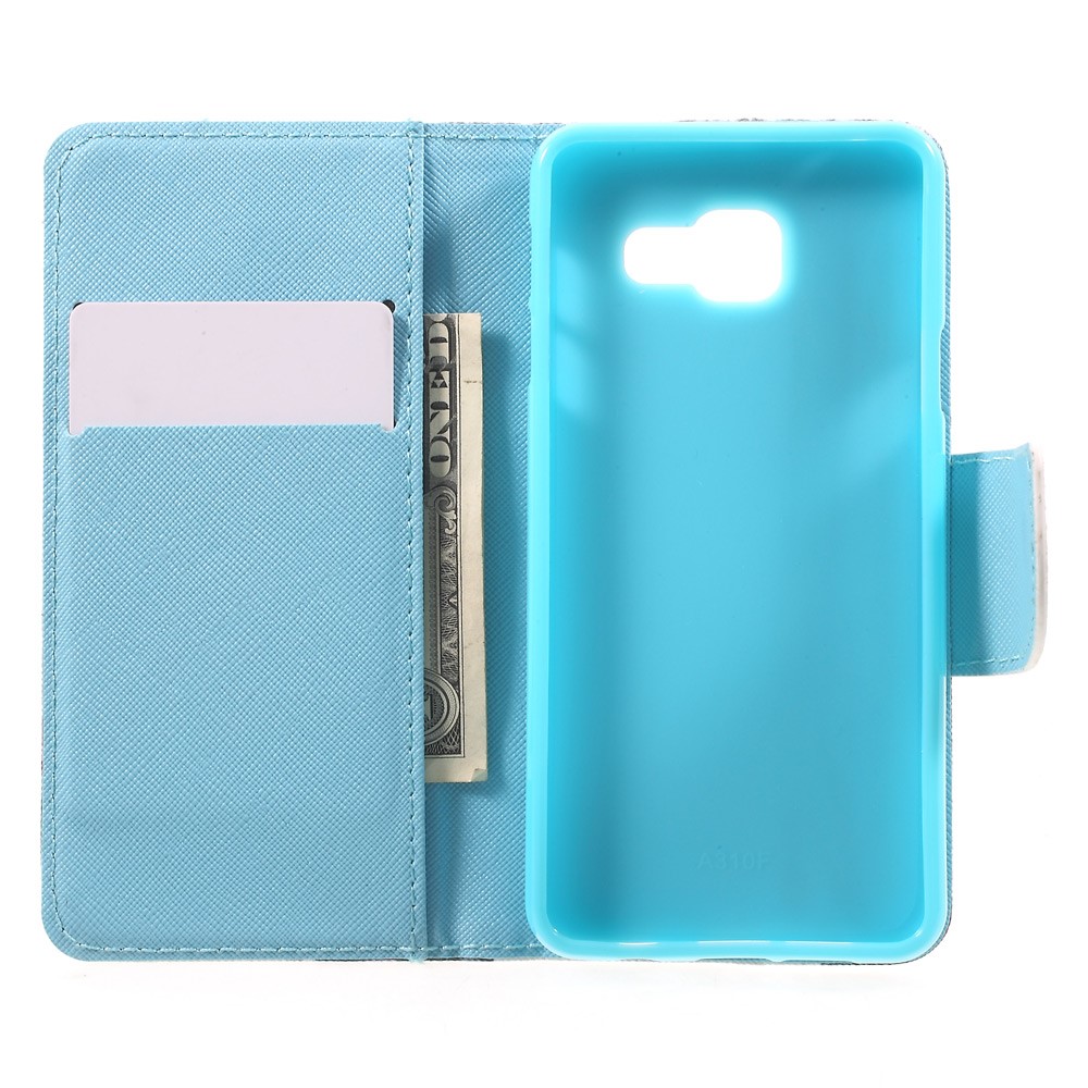 Stand Leather Phone Case for Samsung Galaxy A3 SM-A310F (2016) - Blue Butterfly-5