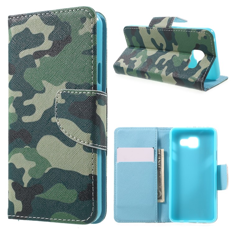 Card Holder Leather Shell for Samsung Galaxy A3 SM-A310F (2016) - Camouflage Pattern-1
