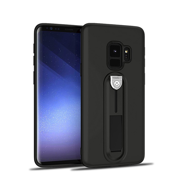 All-wrapped Soft TPU Mobile Phone Casing with Sliding Kickstand for Samsung Galaxy S9 G960 - Black-1