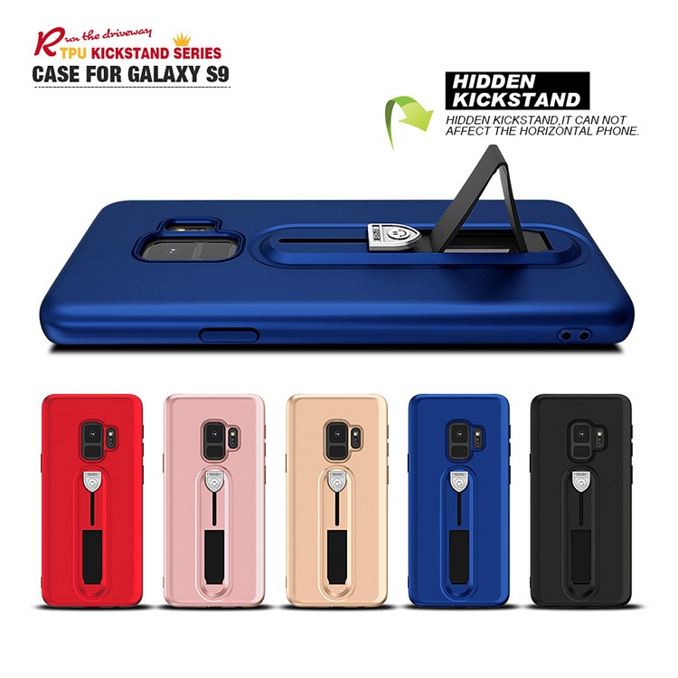 All-wrapped Soft TPU Mobile Phone Casing with Sliding Kickstand for Samsung Galaxy S9 G960 - Black-2