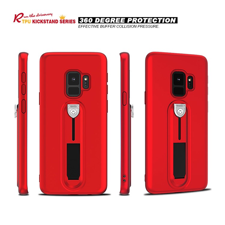 All-wrapped Soft TPU Mobile Phone Case with Sliding Kickstand for Samsung Galaxy S9 G960 - Red-2
