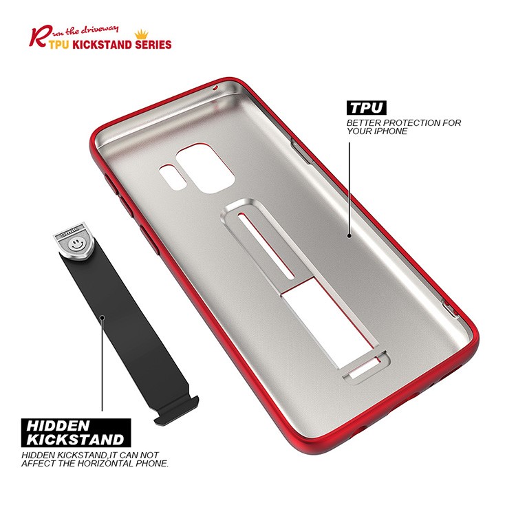 All-wrapped Soft TPU Mobile Phone Case with Sliding Kickstand for Samsung Galaxy S9 G960 - Red-3