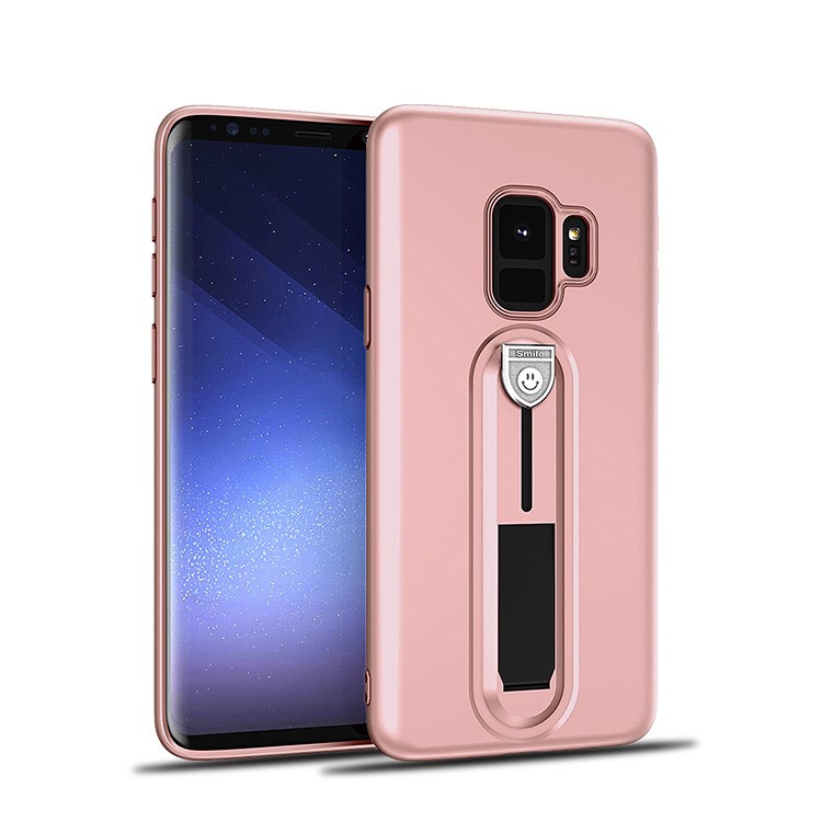 All-wrapped Soft TPU Mobile Phone Cover with Sliding Kickstand for Samsung Galaxy S9 G960 - Rose Gold-1