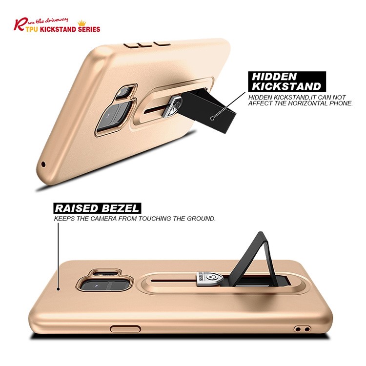 All-wrapped Soft TPU Mobile Phone Shell with Sliding Kickstand for Samsung Galaxy S9 G960 - Gold-2