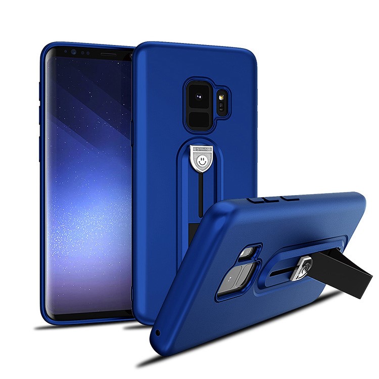 All-wrapped Soft TPU Mobile Phone Accessory Case with Sliding Kickstand for Samsung Galaxy S9 G960 - Blue-1
