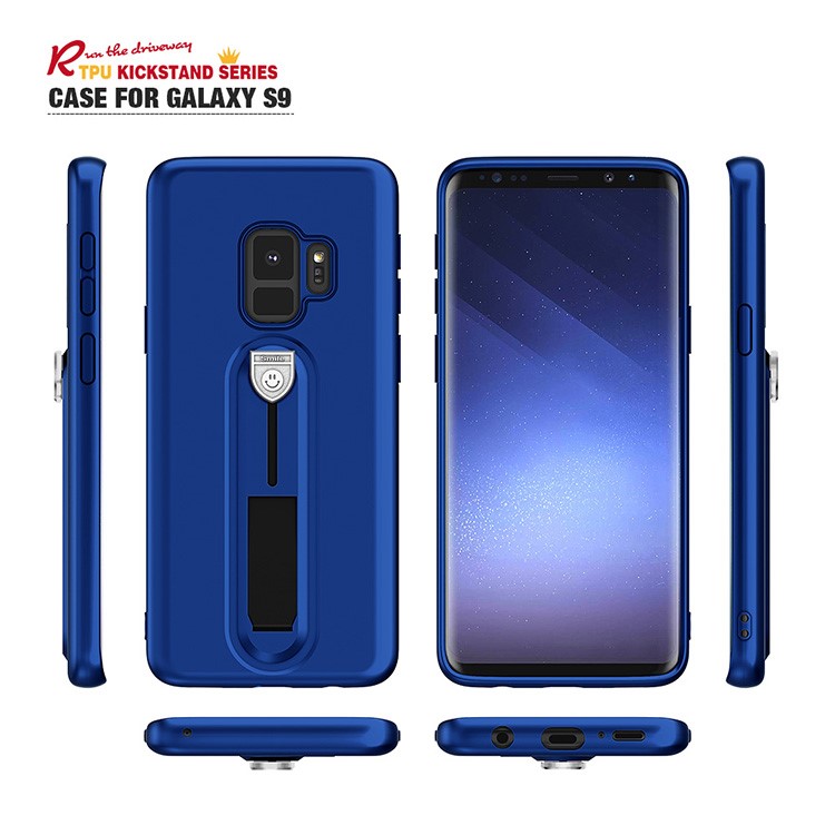 All-wrapped Soft TPU Mobile Phone Accessory Case with Sliding Kickstand for Samsung Galaxy S9 G960 - Blue-3