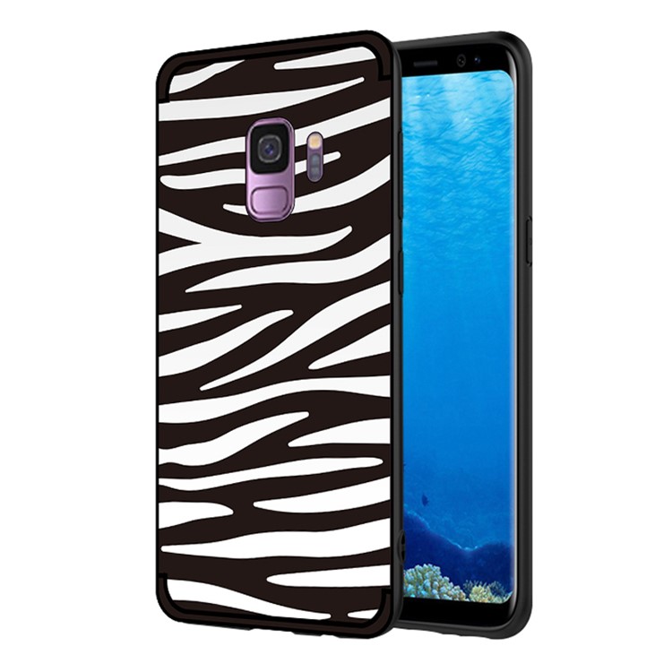 NXE Embossed Patterned Soft TPU Phone Shell for Samsung Galaxy S9 SM-G960 - Zebra Stripe-1