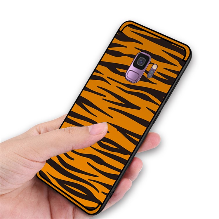 NXE Embossed Patterned Soft TPU Phone Casing for Samsung Galaxy S9 SM-G960 - Brown Zebra Stripe-5