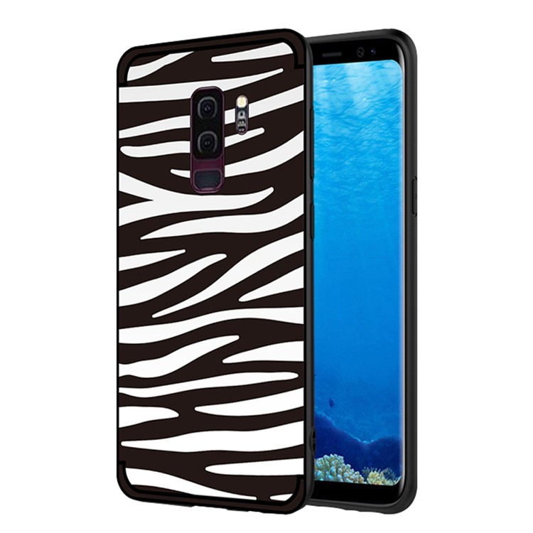 NXE Тисненый Узорный Мягкий Корпус Мобильного Телефона TPU Для Галактики Samsung S9 Плюс SM-G965 - Зебра Полоса-1