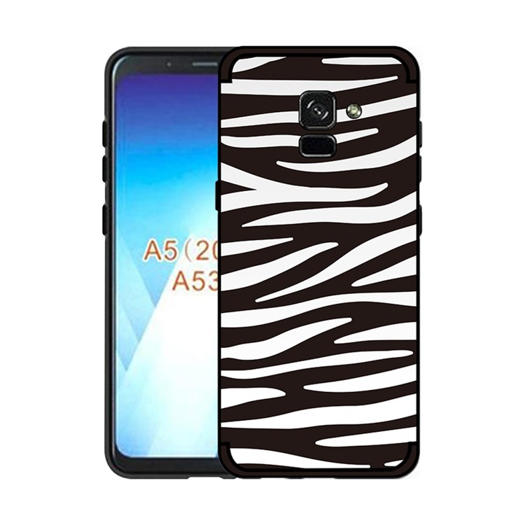 NXE Embossed Patterned Soft TPU Mobile Shell for Samsung Galaxy A8 (2018) - Zebra Stripe-1