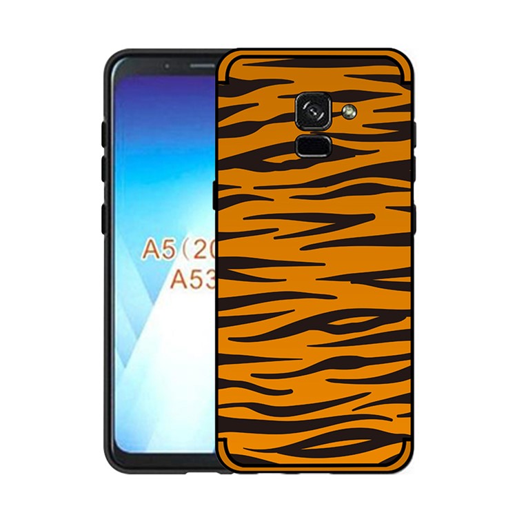 NXE Embossed Patterned Soft TPU Phone Case for Samsung Galaxy A8 (2018) - Brown Zebra Stripe-1