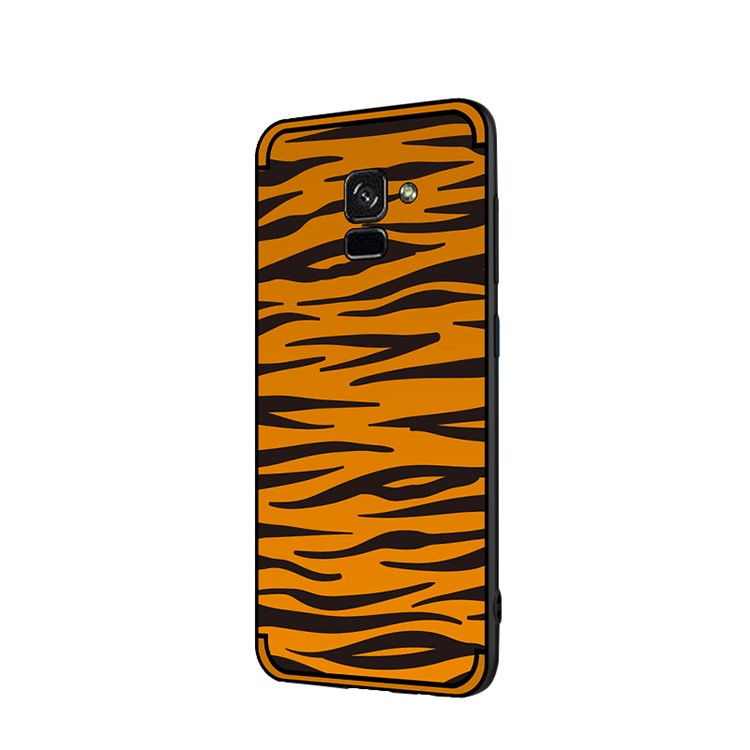NXE Embossed Patterned Soft TPU Phone Case for Samsung Galaxy A8 (2018) - Brown Zebra Stripe-3