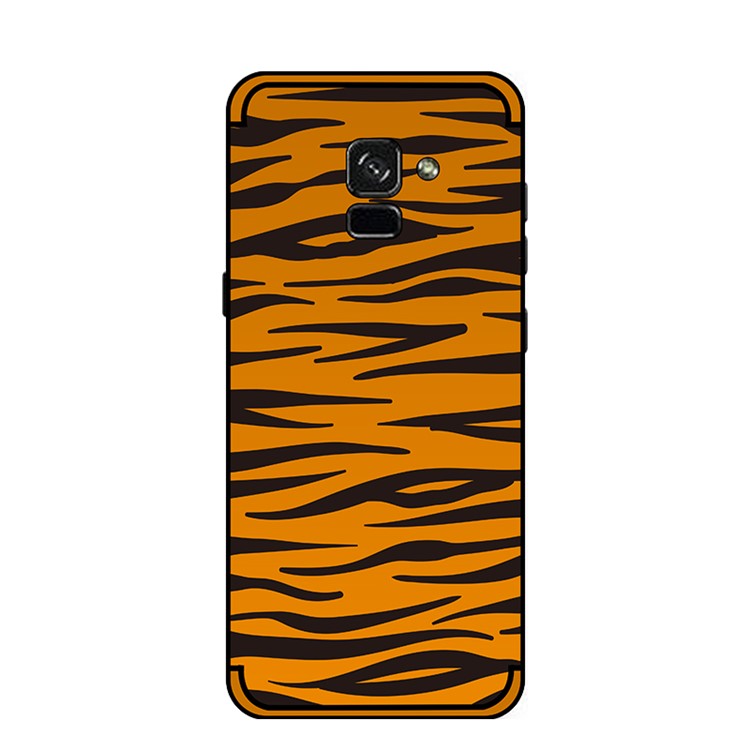 NXE Embossed Patterned Soft TPU Phone Case for Samsung Galaxy A8 (2018) - Brown Zebra Stripe-4