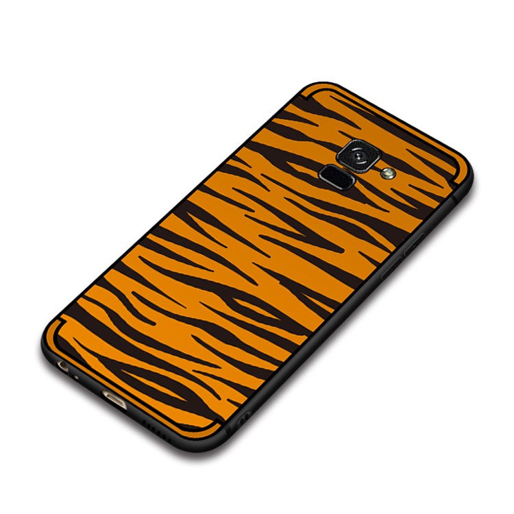 NXE Embossed Patterned Soft TPU Phone Case for Samsung Galaxy A8 (2018) - Brown Zebra Stripe-5