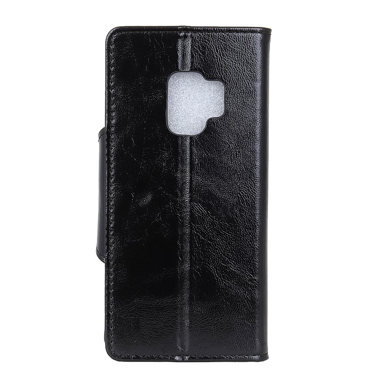 Textured PU Leather Wallet Stand Phone Case for Samsung Galaxy S9 G960 - Black-3