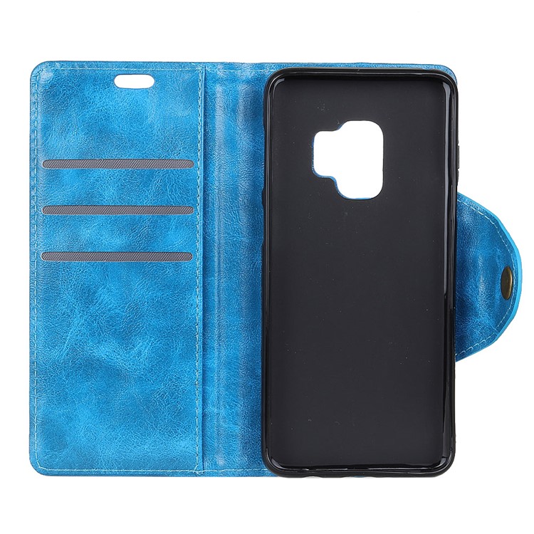 Textured PU Leather Protective Mobile Case for Samsung Galaxy S9 G960 - Blue-4