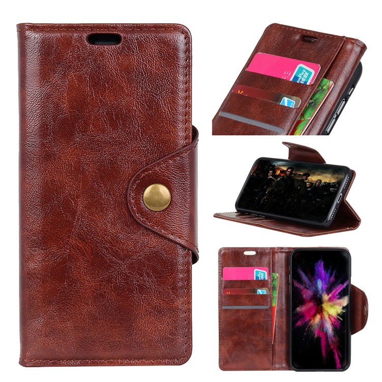 Textured PU Leather Protective Mobile Cover for Samsung Galaxy S9 G960 - Coffee-1